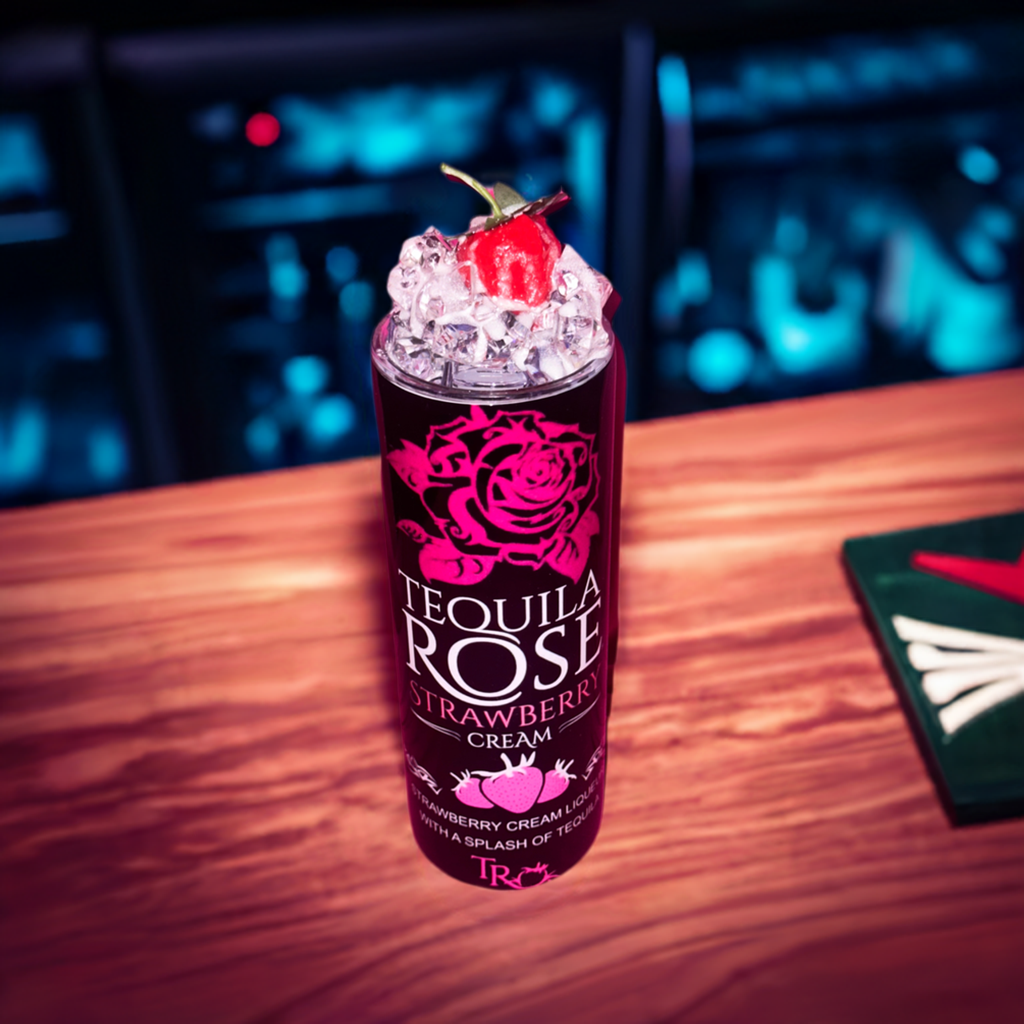 Tequila Rose Tumbler with cherry ice N’ crème topper