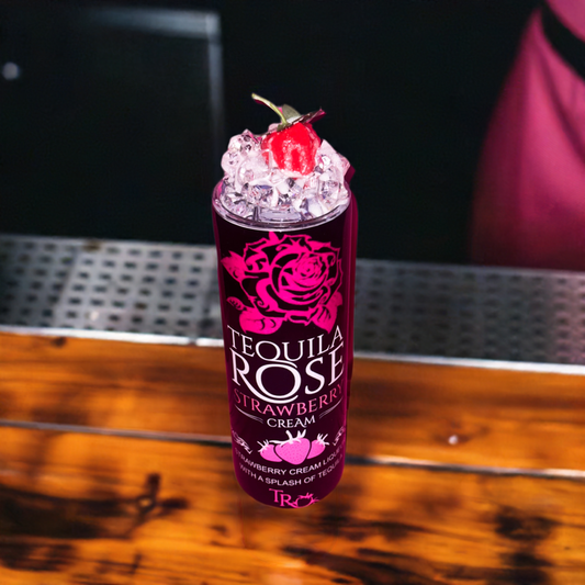 Tequila Rose Tumbler with cherry ice N’ crème topper